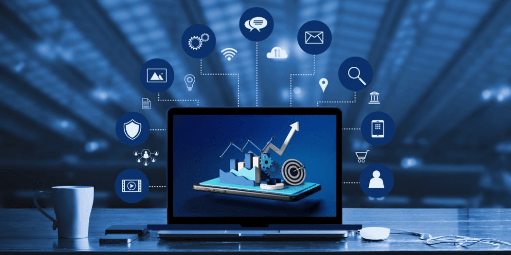 Illustration showcasing digital marketing agency services