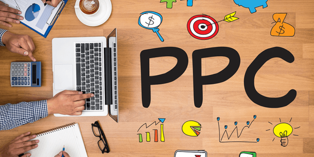 Icon illustrating pay-per-click advertising services.