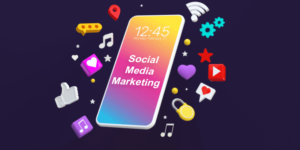 Iconic graphic for social media marketing emphasizing online engagement
