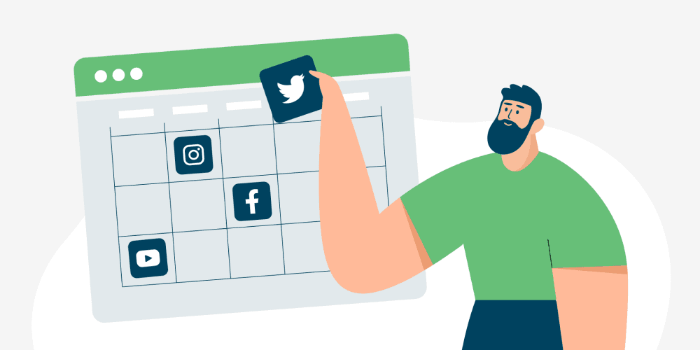 Illustration of a social media calendar for planning digital marketing content