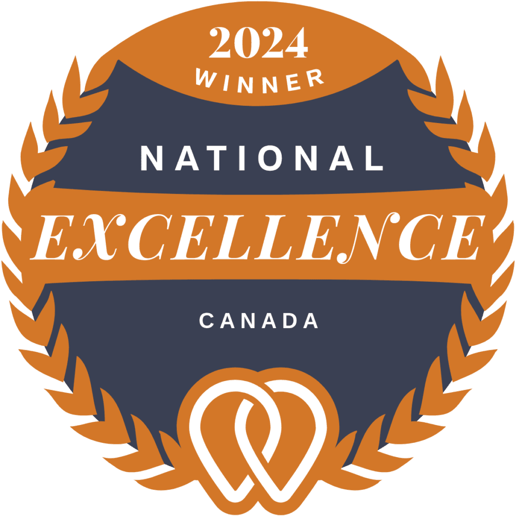 UpCity badge acknowledging Clickworthy for national excellence in Canada in 2024