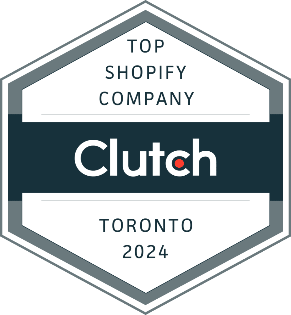 Clutch.co badge acknowledging Clickworthy as top toronto shopify company in 2024