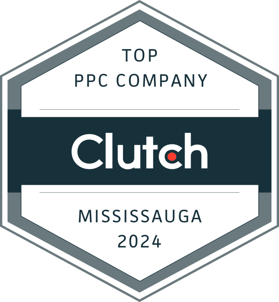 Clutch.co badge acknowledging Clickworthy as a top ppc company in mississauga canada in 2024